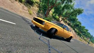 Police Spike Strip Crashes #1 -BeamNG drive | Fall Down