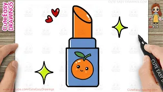 How to Draw a Cute Orange Lipstick for Kids and Toddlers