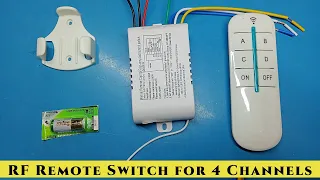 RF Remote Switch for 4 Channels unboxing and review, rf transmitter and receiver remote control