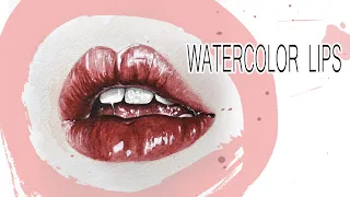 WATERCOLOR LIPS[speed painting] Губы акварелью