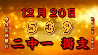 12月20日，539獨支，539二中一，預測參考