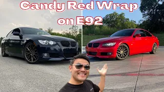 Wrapping my E92 CANDY ICE RED PARADOX STYLING VINYL
