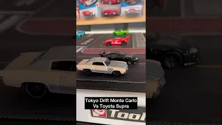 Tokyo Drift Toyota Supra Vs Monte Carlo hot wheels Race 🔥🔥 #hotwheels #fastandfurious #tokyodrift