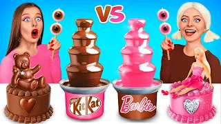 Chocolate Fountain Fondue Challenge | 1 vs 100 Layers Chocolate Food by RATATA POWER