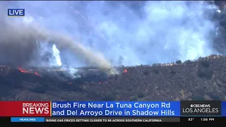 Five-acre brush fire burning in Shadow Hills