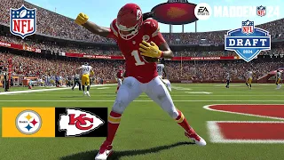 Madden 24 Payton Wilson Steelers vs Xavier Worthy Chiefs Madden 25 Updated Roster 2024 Sim Game Play