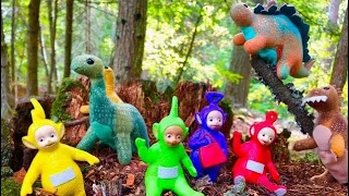 DINOSAUR FOREST SEARCH with Puppy and TELETUBBIES TOYS!