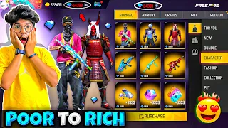 Free Fire Poor 1 Lvl To Rich 100 Lvl 😍Spending 5,00,000 Diamonds *NO CLICKBAIT*😭- Garena Free Fire