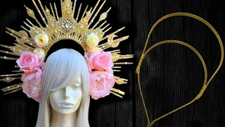 diademas de lujo bloque 1 / forrado y ensamble con  técnica doble / diadema con resplandor /Catrina