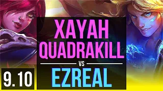 XAYAH & Rakan vs EZREAL & Yuumi (ADC) | Quadrakill, KDA 15/0/13 | Korea Grandmaster | v9.10