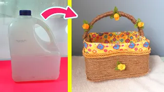 CANASTA DECORATIVA con galón plástico reciclado ♻️ DECORATIVE BASKET with recycled plastic gallon