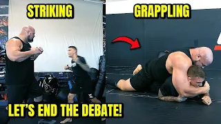 Pro 155lb MMA Fighter Grapples 450lb Strongman