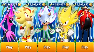 Sonic Dash - Hyper Sonic vs Super Sonic vs Super Shadow All Fully Upgraded - All Characters Unlocked