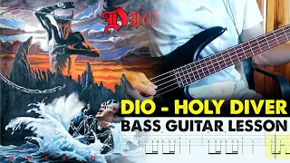 Dio - Holy Diver | Bass Guitar Tab Lesson Tutorial (Slow Version)