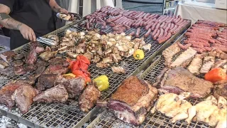 Huge Grills. Argentina Meat. Asado, Angus, Lomito, Choripan, Ribs, Sausages. Italy Street Food