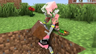 Monster School : Baby Skeleton Girl and Baby Zombie Pigman - Sad Story - Minecraft Animation