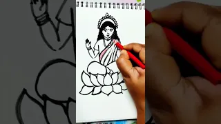 Lakshmi Puja Drawing easy step by step | Laxmi Thakur Drawing | Maa Laxmi Drawing | #shorts
