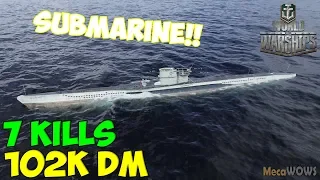 World of WarShips | U-69 | 7 KILLS | 102K Damage - Submarine Replay Gameplay 4K 60 fps