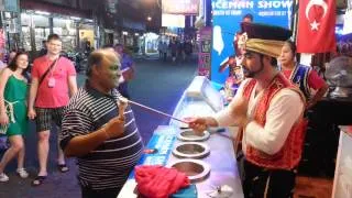 Smart Turkey ice cream seller at walking street