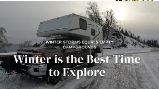 Four Season Truck Camper in the Snow, Wind and Ice