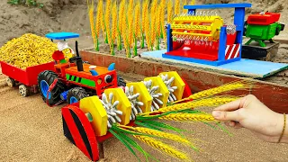Diy tractor making mini Rice Harvester Machine | diy Planting & Harvesting Wheats | HP Mini @DiyFarm