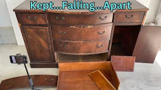 This Antique Buffet Kept Falling Apart | Furniture Restoration