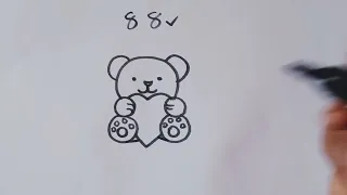 How to draw very easy Teddy Bear drawing 🐻 With 8 number cute teddy Bear / easy step by step