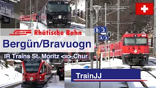 🇨🇭 4K IR St.Moritz - Chur Trains | Bergün Switzerland | RhB Rhätische Bahn | Ge 4/4 III & Ge 6/6 II