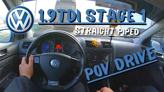 Straight Piped VW Golf 5 1.9tdi+++ (Stage 1 145hp) | POV Test Drive (60FPS)