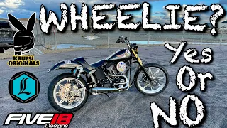 STUNTAIL finally ready to wheelie!! we take the 2008 softail night train to the lot one more time