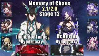 E0 Imbibitor Lunae Hyper & E0S1 Acheron Hyper | Memory of Chaos 12 2.1/2.0 3 Stars | Star Rail
