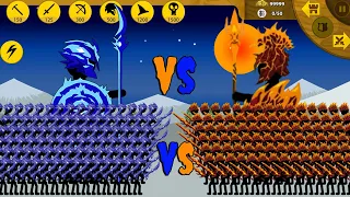 FULL SLOW ICE SPEARTON ARMY VS BURN DAMAGE LAVA SPEARTON ARMY | STICK WAR LEGACY | STICK MASTER