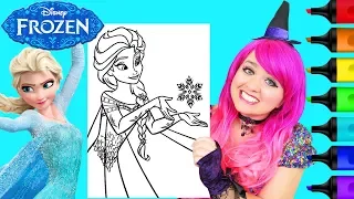 Coloring Frozen Elsa Snowflake GIANT Coloring Page Prismacolor Markers | KiMMi THE CLOWN