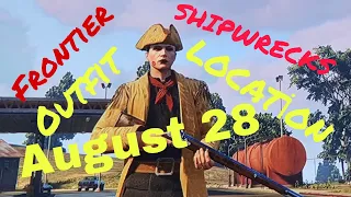 Gta5 online Shipwreck Location August 28 Schatztruhe Fundort heute today Frontier Outfit Unlock