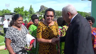 Fijian Prime Minister Voreqe Bainimarama opens the new Vunivutu Village Evacuation Centre.