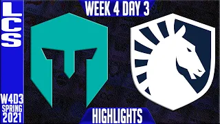 IMT vs TL Highlights | LCS Spring 2021 W4D3 | Immortals vs Team Liquid