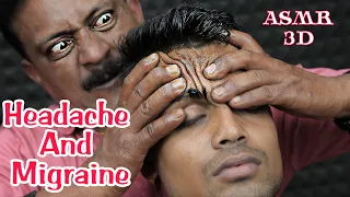 Headache And Migraine Relief Head Massage and Relaxing Forehead Tapping asmr with neck cracking