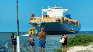 CARGO ship arriving at the Port of Navegantes SC