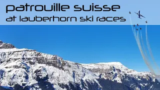 Patrouille Suisse and a Swiss Airbus at the Lauberhorn Ski Races 2020