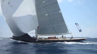 J-Class Hanuman spinnaker hoist, Day 2 Superyacht Cup 2014