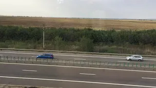 A slow-mo of a highway going back to Bucharest, Romania from Constanta, Romania