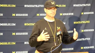 Jim Harbaugh talks offensive line