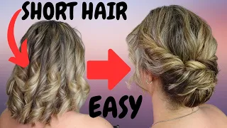 EASY messy twisted updo on short hair - short hair updo