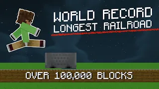 Building =WORLD RECORD= LONGEST Railway in Minecraft (100,000+ blocks) [World record]