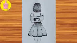 How To Draw a BTS Girl Easy BTS Girldrawing | Easy BTS drawing