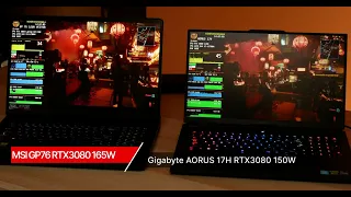 MSI #GP76 RTX3080 VS AORUS 17H #RTX4080 CP77 ULTRA RT:ULTRA DLSS:OFF 1080P