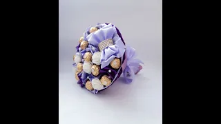 Букет из конфет Ferrero Rosher фиолетовый № 1650 обзор Okl