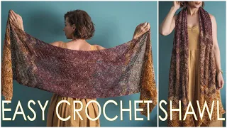 How to Crochet an Easy, Beginner 1-Row Repeat Ripple Shawl, Scarf or Blanket!  Undulation