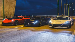 Rimac Nevera vs Koenigsegg Jesko (1600 hp) vs Hennessey Venom F5 | Forza Horizon 5