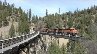 4K:  TRAINS IN THE FEATHER RIVER CANYON 4-13-2019